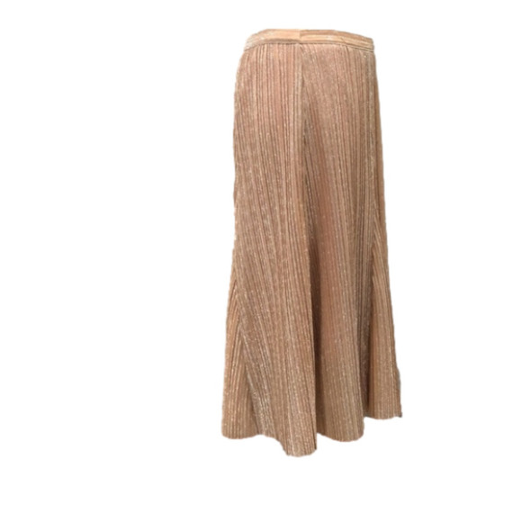 anthropologie Maeve Ambra Rose Gold Metallic Pleated Skirt M - Picture 4 of 15